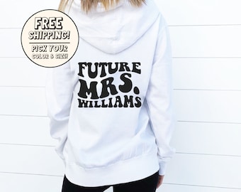 Future Mrs Zip Hoodie, Future Mrs Zip-Up, Bride Hoodie, Future Mrs Hoodie, Retro Wavy Print, Bride to Be Hoodie, Mrs Hoodie, Engagement