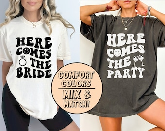Comfort Colors Bachelorette Party Shirts, Here Comes The Party, Groovy Retro Bachelorette, Here comes the Bride Shirt, Oversized Bach Tees