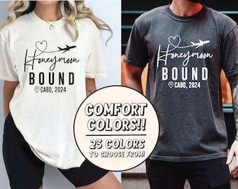 Comfort Colors Honeymoon Bound Shirts, Honeymoon Bound Tees, Comfort Color Honeymoon Shirts, Just Married Shirts, Jamaica Mexico France