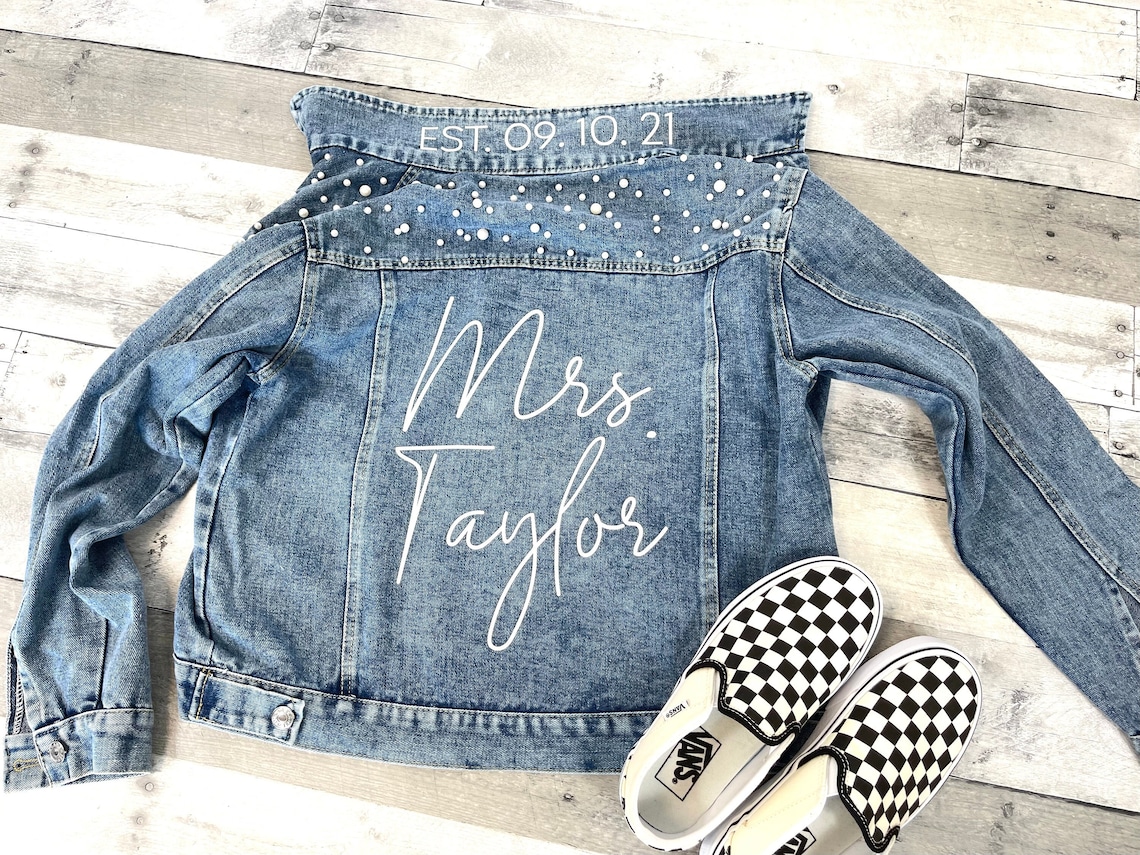 Mrs Pearl Jean Jacket Bride Jean Jacket Mrs Denim Jacket image 1