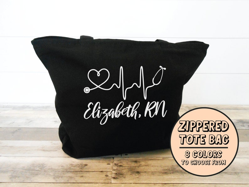 Nurse gift, Gift for nurse, graduation gift, nurse graduation gift, doctor gift, nurse, tote, tote bag, personalized nurse gift zippered image 1