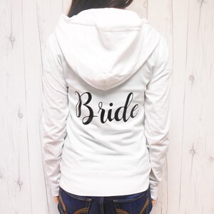 Mrs Bride sweatshirt jacket. Bride hoodie. Bridal hoodie. Bridal sweatshirt Zip-Up. Mrs hoodie sweatshirt jacket. Bachelorette Zipup. image 2