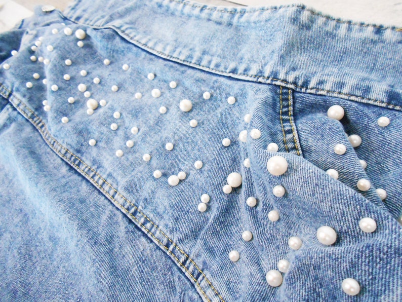 Mrs Pearl Jean Jacket, Bride Jean Jacket, Mrs Denim Jacket, Personalized Jean Jacket, Bride Jacket, Bridal gift, bridal jean jacket pearls image 8