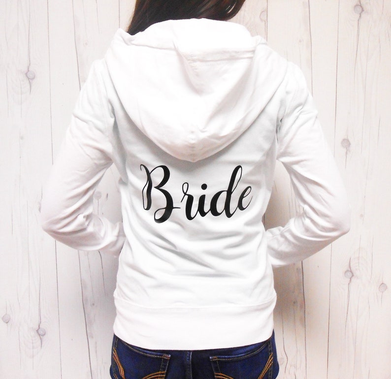 Mrs Bride sweatshirt jacket. Bride hoodie. Bridal hoodie. Bridal sweatshirt Zip-Up. Mrs hoodie sweatshirt jacket. Bachelorette Zipup. image 1