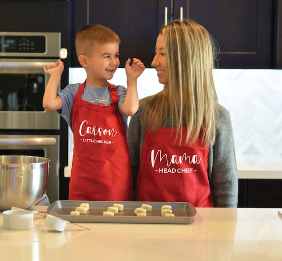 Mother Daughter Matching Aprons Chefs Hat Stock Photo 1780628117