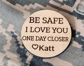 Personalized Deployment Pocket Coin • Engraved Military Love Token • Custom Gift for Soldier, Military Spouse, Deployment Keepsake