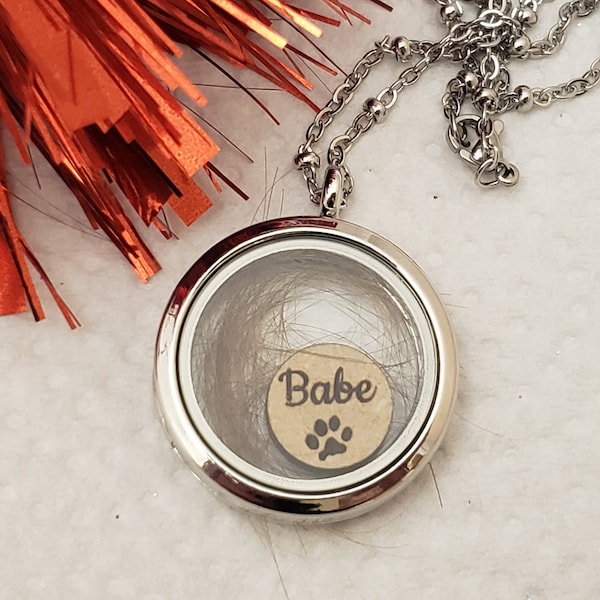 Personalized Pet loss Necklace, Loss of Dog/Cat , Lock of Fur Hair Necklace, Floating Locket Fur Dog Keepsake, Pet memorial Necklacegift