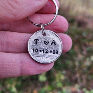 25 year anniversary gift, U.S. quarter keychain, Twenty five year gift, 25th Anniversary Gift for Him, Gift for Her, Custom Couples Gift