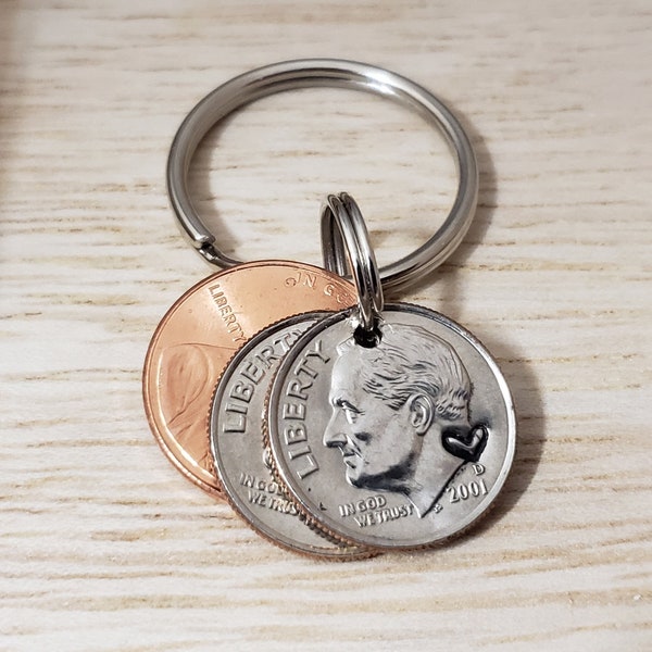 21st Birthday Gift, 21 Birthday, 21st Birthday, 21 Birthday Gift, 21st Birthday for Him, 21st Birthday for Her, Penny Keychain, 2002 2003