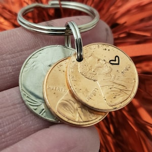 7 Year Anniversary Keychain, 7th Anniversary Gifts for Men, Hand Stamped Penny Gift for Her/Wife,  7th Wedding Anniversary, 2018 wedding