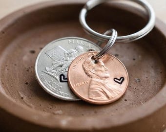 Personalized keychain. 26th Anniversary Gift• Penny & Quarter • Milestone Gift. 26th Anniversary Gift for Men.  26th birthday idea