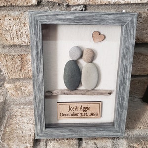 Personalized anniversary pebble art, Pebble art couple, personalized gift for parents, Wedding Gift, Gift for her, unique gift idea