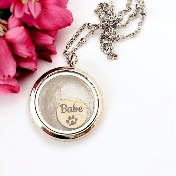 Personalized Pet Memorial Locket, Custom Fur Keepsake Necklace. Dog, cat, horse, rabbit