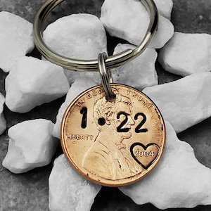 Sobriety Anniversary Penny Keychain, Sobriety Date, Sobriety Keychain, Sobriety Gifts For Men, AA Sobriety Gifts, AA Gifts, Recovery Coin, 