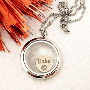 Personalized Pet Memorial Locket, Custom Fur Keepsake Necklace. Dog, cat, horse, rabbit 画像 4