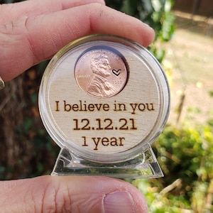 Sobriety Anniversary Gift. Penny Display, Sobriety Date, Sober Gift. Sobriety Gifts For Men, AA Gifts, Adiction Recovery Coin with Case