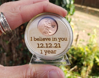 Sobriety gift, Personalized Sobriety Coin with Case, AA Recovery Gift, Gift for Recovering Addict, Sober Anniversary Gift, 1 Year Sober