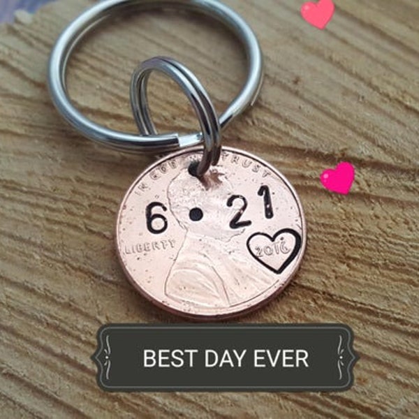 Sobriety Anniversary Penny Keychain, Sobriety Date, Sobriety Keychain, Sobriety Gifts For Men, AA Sobriety Gifts, AA Gifts, Recovery Coin, 