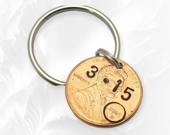 Custom Happy 21st Birthday Gift, Lucky Birth Year Penny Keychain 21st Birthday Gift for men woman. Hand Stamped Gift.