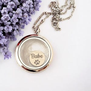 Personalized Pet Memorial Locket, Custom Fur Keepsake Necklace. Dog, cat, horse, rabbit 画像 2