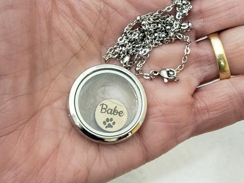Personalized Pet Memorial Locket, Custom Fur Keepsake Necklace. Dog, cat, horse, rabbit 画像 5