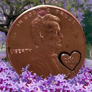 anniversary gift, HEART STAMPED PENNY, wedding, , lucky penny, lucky coin, handstamped heart, birthday gift, couples gift, 1 year, 7 year