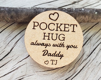 Pocket Hug Wooden Token, Laser engraved,, Isolation gift,Virtual Hug, Thinking of you gift, Deployment Gift, Love Token, Miss you gift, Hugs