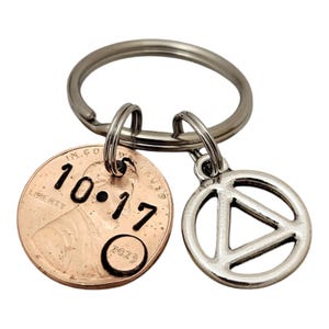 Sobriety Anniversary Penny Keychain, Sobriety Date, 1 year Sobriety Keychain, Sobriety Gifts For Men, AA Sobriety Gifts, Recovery Coin 