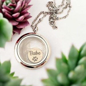 Personalized Pet Memorial Locket, Custom Fur Keepsake Necklace. Dog, cat, horse, rabbit 画像 6