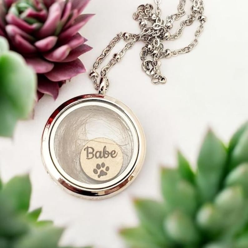 Personalized Pet Memorial Locket, Custom Fur Keepsake Necklace. Dog, cat, horse, rabbit 画像 6