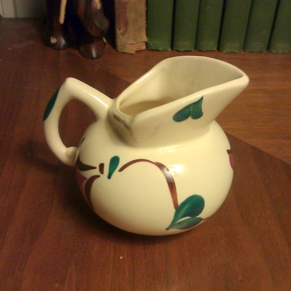 Purinton Pottery Small Creamer Pitcher 1940s Vintage 1950s Retro Hand Designed Classic Ivy Pattern