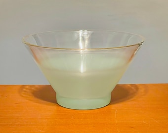 Chip Or Snack Serving Bowl Blendo Style Bluish Green Fade Gold Rim 1950s Vintage 1960s Mid-Century Design West Virginia Glass