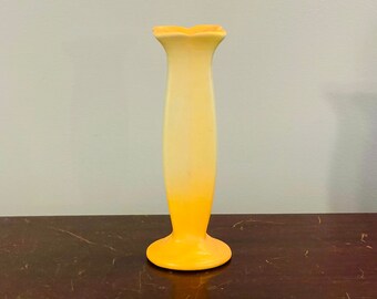 Rumrill Art Pottery Flower Bud Vase 6 1/2" Orange Color Matte Glaze Art Deco Period 1930s Vintage 1940s
