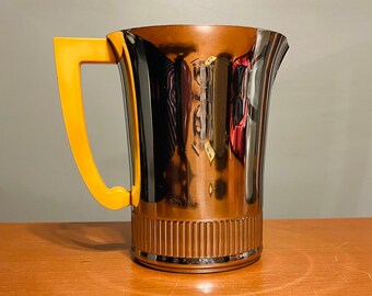 Cocktail Or Water Pitcher Chase Chrome 1930s Vintage 1940s Art Deco Ribbed Design & Bakelite Handle 48 Oz