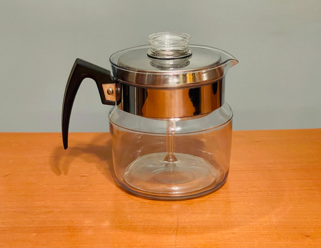 Pyrex Flameware 6 Cup Glass Stovetop Percolator Coffee Pot 1950s