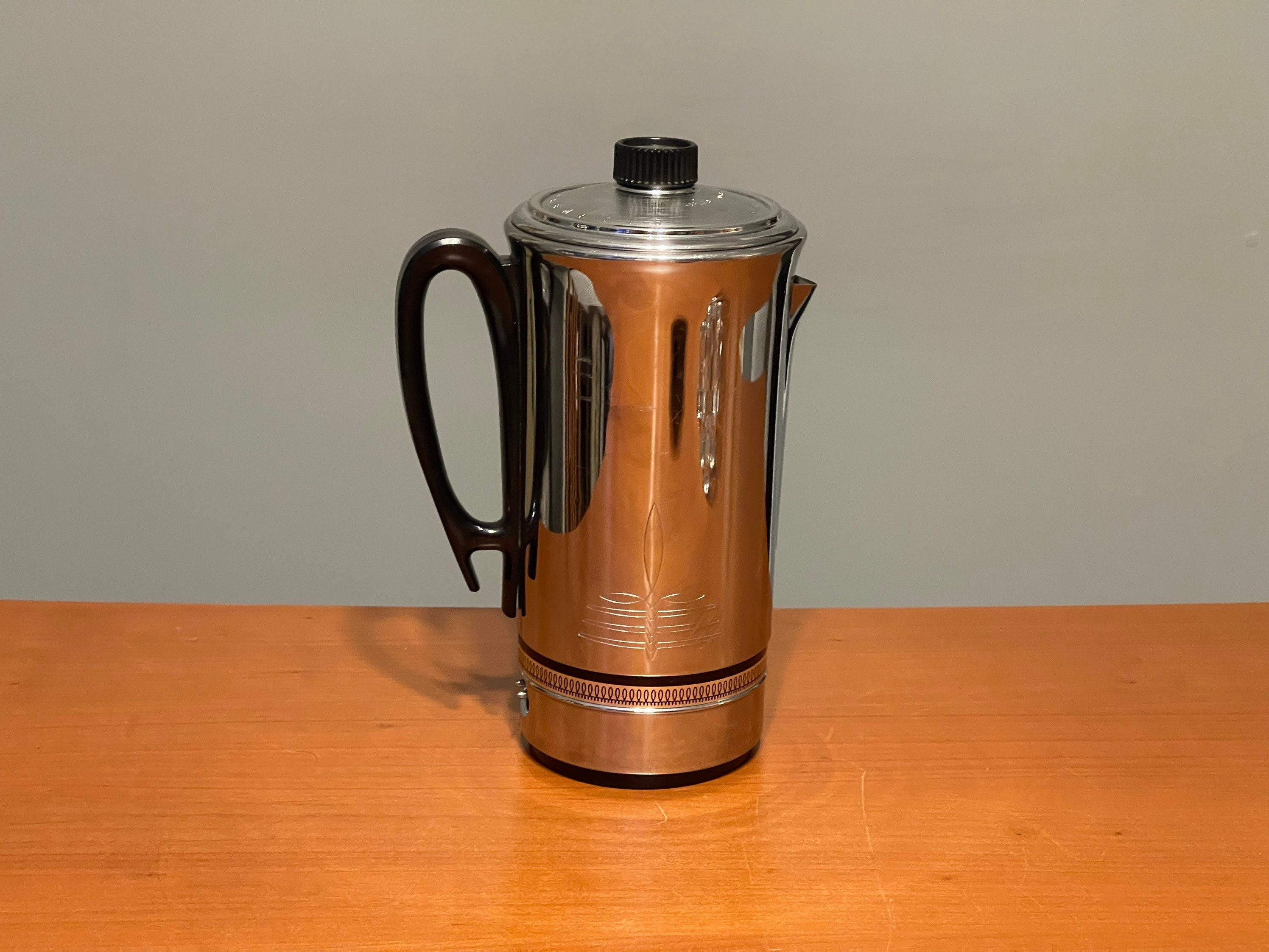 Mid Century Chrome Montgomery Ward Signature Percolator Coffee Pot 25 Cup  Capacity 