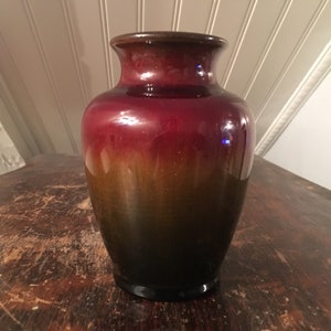 Devonmoor Art Pottery Vase Vintage Blended Rot Gelb Grüne Glasur 13,5 cm Arts & Crafts Style Devon England Englisch