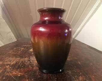 Devonmoor Art Pottery Vase Vintage Blended Red Yellow Green Glaze 5 1/2" Arts & Crafts Style Devon England English