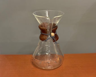 Chemex Pour Over Drip Coffee Pot 1960s Vintage Large 13 Cup Model 11" Hand Blown With Collar