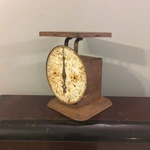 Large Kitchen And Household Scale Antique American Family Scale 60 Lbs Circa 1912 Shabby Rusty Patina And Working