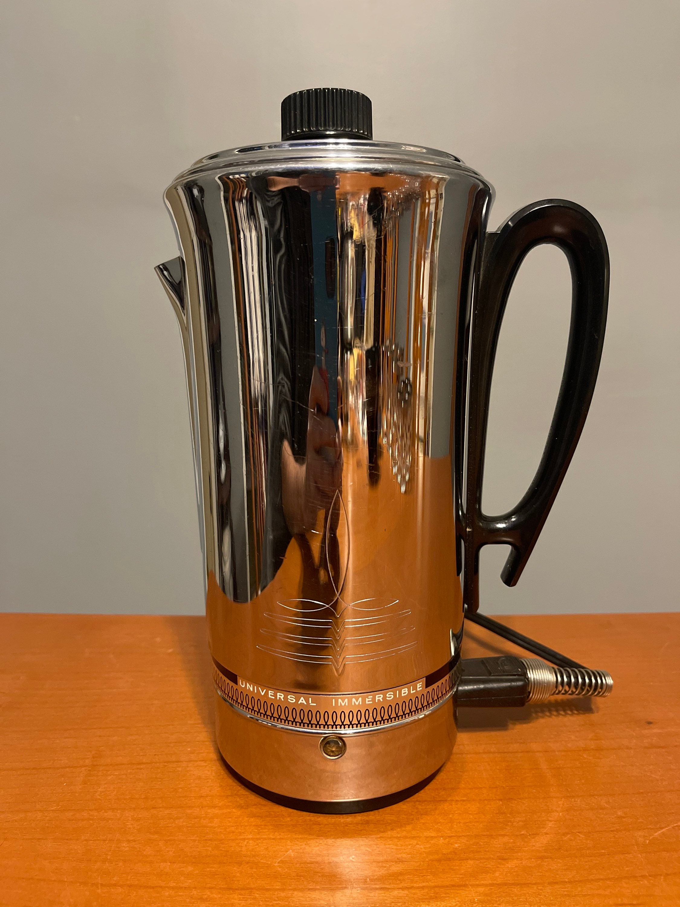 1960s General Electric Percolator 33P30 Pot Belly Chrome Coffee Maker, 9  Cup Mid-century GE Coffee Pot Atomic Home Kitchen 