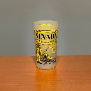 Highball Cocktail Verre Nevada Illustré Souvenir Carte Graphique Vintage 1950s 10 Oz Hazel Atlas Mid-Century Rétro