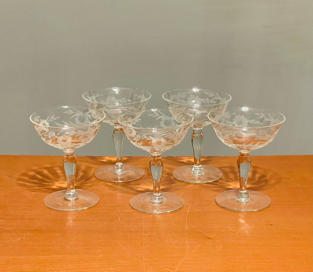 Martini Champagne Cocktail Glasses Set of 5 Art Deco Period Etsy