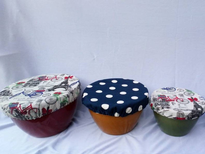 Paris Themed Dish Covers Set Of Three Fabric Food Covers For Etsy