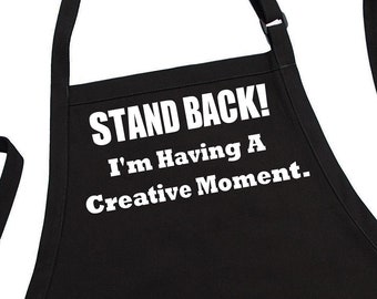 Funny Cooking Apron Stand Back Novelty Kitchen Black Aprons For Women And Men