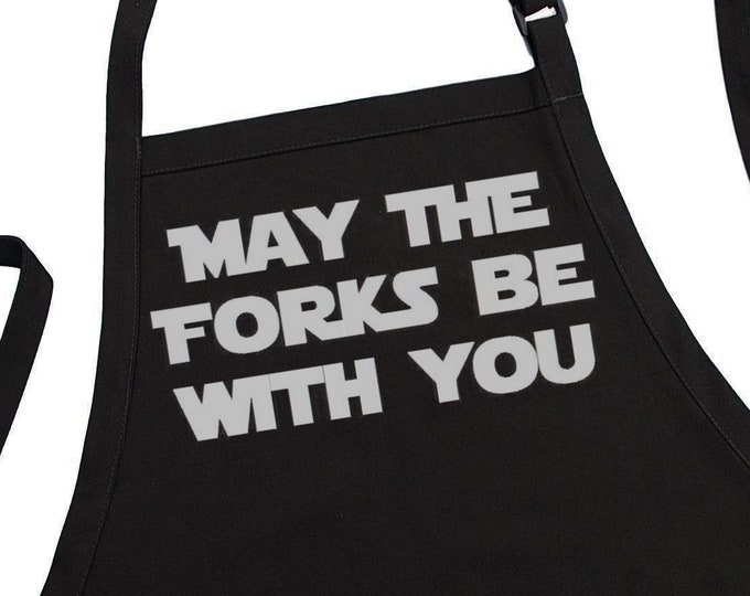 Star Wars Apron May The Forks Be With You, Funny BBQ Aprons, Cooking Apron Gift Idea