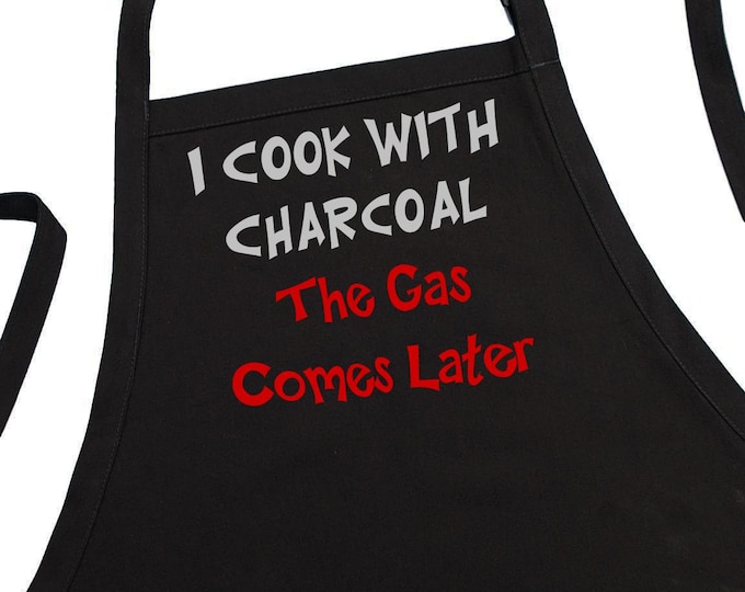 Funny BBQ Apron I Cook With Charcoal, Adjustable With Pockets
