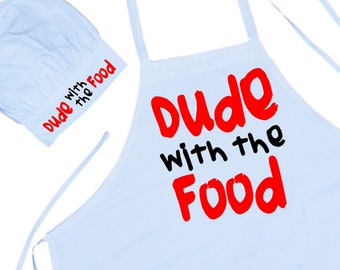 Dude With The Food Apron And Chef Hat Set For Men,  Funny Cooking Gift Idea