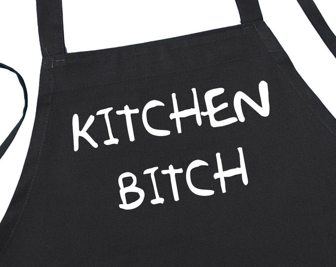 Funny Cooking Aprons Kitchen Bitch Adults Black Apron, Novelty Barbecue Chef Aprons