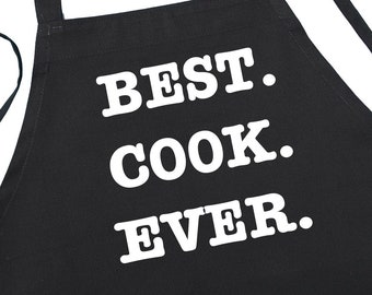 Novelty Chef Apron Best Cook Ever, Funny Barbecue Black Aprons, Unique Cooking Gift